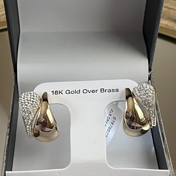 NEW And Now This Crystal Double Teardrop C Hoop Earring Macy's Exclusive $50 - Picture 4 of 4